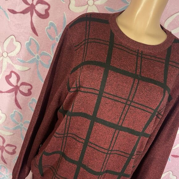 La Chateau Red Squared Cozy Casual Sweater Size XL - Picture 2 of 7